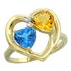 Image 1 : 2.61 CTW Diamond, Swiss Blue Topaz & Citrine Ring 14K Yellow Gold - REF-33R9H