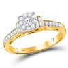 Image 1 : Round Diamond Cluster Bridal Wedding Engagement Ring 1/2 Cttw 10kt Yellow Gold - REF-38K9Y