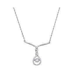 Womens Round Diamond Moving Twinkle Teardrop Necklace 1/5 Cttw 10kt White Gold - REF-18H5R