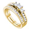 Image 1 : Princess Diamond 3-stone Bridal Wedding Ring Band Set 1 Cttw 14kt Yellow Gold - REF-109A5M
