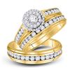 Image 1 : His Hers Round Diamond Halo Matching Wedding Set 1-5/8 Cttw 14kt Yellow Gold - REF-142X5A