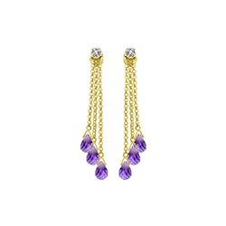 Genuine 10.53 ctw Amethyst & Diamond Earrings 14KT Yellow Gold - REF-32X9M