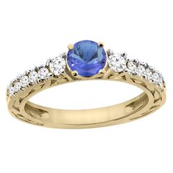 1.19 CTW Tanzanite & Diamond Ring 14K Yellow Gold - REF-85K5W