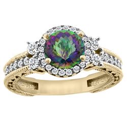 1.46 CTW Mystic Topaz & Diamond Ring 14K Yellow Gold - REF-77X4M