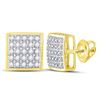 Image 1 : Mens Round Diamond Square Cluster Earrings 1/6 Cttw 10kt Yellow Gold - REF-12R9X