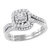 Image 1 : Princess Diamond Bridal Wedding Ring Band Set 1/2 Cttw 14kt White Gold - REF-57W5K
