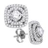 Image 1 : Womens Round Diamond Square Earrings 1 Cttw 10kt White Gold - REF-47R9X