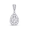 Image 1 : Womens Round Diamond Teardrop Cluster Pendant 1/2 Cttw 14kt White Gold - REF-27R9X