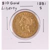 Image 1 : 1881-S $10 Liberty Head Eagle Gold Coin