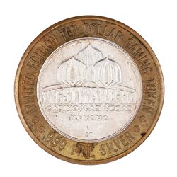 .999 Silver Westward Ho Casino Las Vegas $10 Casino Gaming Token Limited Edition