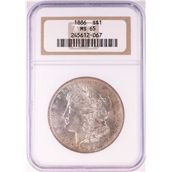 1886 $1 Morgan Silver Dollar Coin NGC MS65