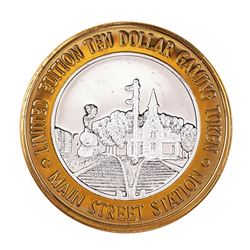 .999 Silver Main Street Station Las Vegas, NV $10 Limited Edition Casino Gaming Token