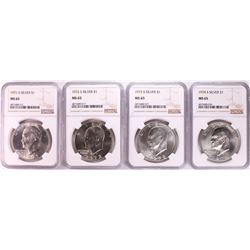 Lot of 1971-S to 1974-S Eisenhower Silver Dollar Coins NGC MS65