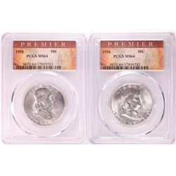 Lot of (2) 1956 Franklin Half Dollar Coins PCGS MS64