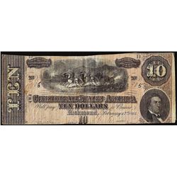 1864 $10 Confederate States of America Note