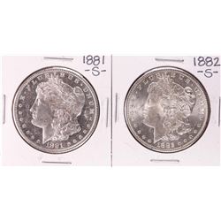 Lot of 1881-S & 1882-S $1 Morgan Silver Dollar Coins