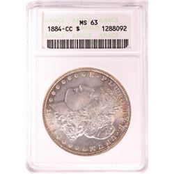 1884-CC $1 Morgan Silver Dollar Coin ANACS MS63