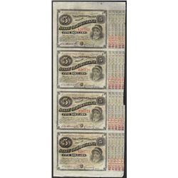 Uncut Sheet of (4) State of Louisiana Baby Bond Obsolete Notes