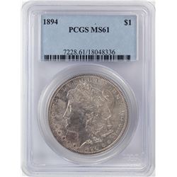 1894 $1 Morgan Silver Dollar Coin PCGS MS61