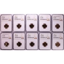 Set of 1956-1964 Proof Lincoln Wheat Cent Coins NGC PF67RD