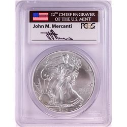 2014 $1 American Silver Eagle Coin PCGS MS70 John Mercanti Signature