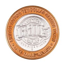 .999 Silver Bills Casino Lake Tahoe, Nevada $10 Limited Edition Gaming Token