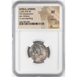 393-294 BC Attica Athens AR Tetradrachm Athena Owl Coin NGC XF