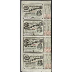 Uncut Sheet of (4) State of Louisiana Baby Bond Obsolete Notes