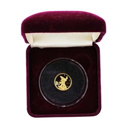 1989 Rarities Mint Disney Mickey Good Luck 1/10 Oz. Gold Coin w/ Box