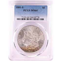 1881-S $1 Morgan Silver Dollar Coin PCGS MS64 Nice Toning