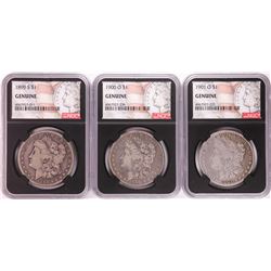 Lot of 1899-S, 1900-O, & 1901-O $1 Morgan Silver Dollar Coins NGC Genuine