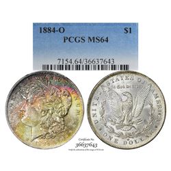 1884-O $1 Morgan Silver Dollar Coin PCGS MS64 Amazing Toning