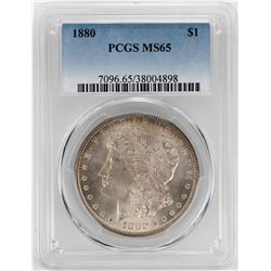 1880 $1 Morgan Silver Dollar Coin PCGS MS65