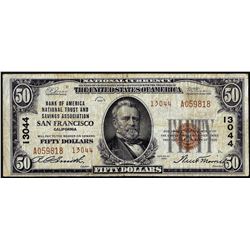1929 $50 BofA Trust & Savings San Francisco, CA CH# 13044 National Currency Note