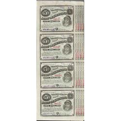 Uncut Sheet of (4) State of Louisiana Baby Bond Obsolete Notes