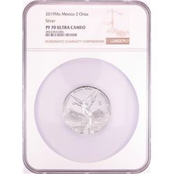 2019Mo Mexico Proof 2 Onza Silver Coin NGC PF70 Ultra Cameo