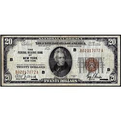 1929 $20 Federal Reserve Bank Note New York