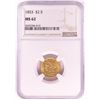 Image 1 : 1853 $2 1/2 Liberty Head Quarter Eagle Gold Coin NGC MS62