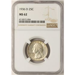 1936-D Washington Quarter Coin NGC MS62