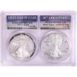 1986-S & 2016-W $1 Proof American Silver Eagle Coin Set PCGS PR70DCAM