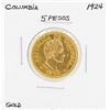 Image 1 : 1924 Columbia 5 Pesos Gold Coin