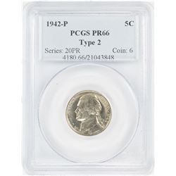 1942-P Type 2 Proof Jefferson Nickel Coin PCGS PR66