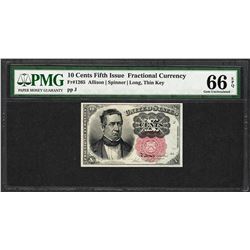 1874 10 Cent Fifth Issue Fractional Currency Note Fr.1265 PMG Gem Uncirculated 66EPQ