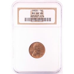 1929 Lincoln Wheat Cent Coin NGC MS64RD