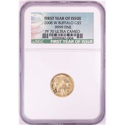 2008-W $5 Buffalo Gold Coin NGC PF70 Ultra Cameo First Year of Issue