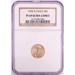 1998-W $5 Proof American Gold Eagle Coin NGC PF69 Ultra Cameo