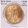 Image 1 : 1908 No Motto $20 St. Gaudens Double Eagle Gold Coin