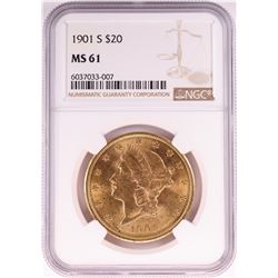 1901-S $20 Liberty Head Double Eagle Gold Coin NGC MS61