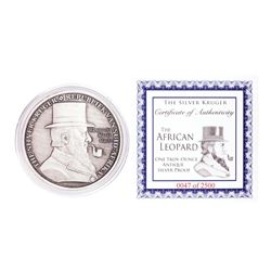 The Silver Kruger African Leopard 1 oz Antique Silver Proof Round w/COA