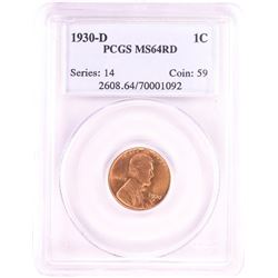 1930-D Lincoln Wheat Cent Coin PCGS MS64RD